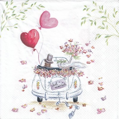 4 Lunch Paper Napkins (M5-2) Hochzeit - Auto
