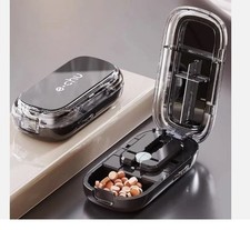 Adjustable Pill Cutter Tablet Splitter for Small  Large Pills Storage Box Porta