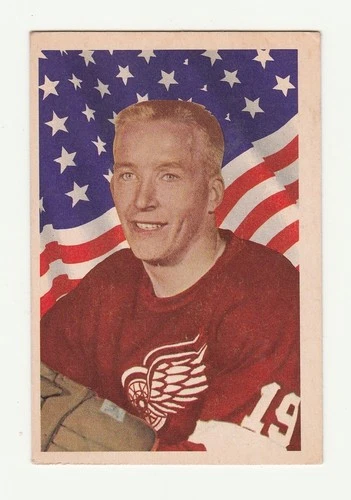 1963-64 PARKHURST #42 ALEX FAULKNER ROOKIE CARD, RED WINGS, TOUGH CARD. EX
