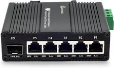 Mini Industrial 5 Port Gigabit Ethernet Switch + 1G SFP Slot, DIN Rail 1000mbps