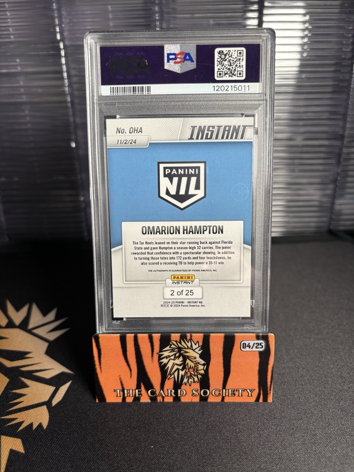 2024 Panini Omarion Hampton Jungle Auto Psa 10 Pop 1 # 2/25  view 2