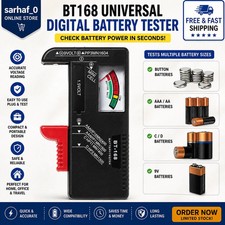 Battery Tester Checker Universal For AA AAA C D 9V 1.5V Button Cell Batteries US