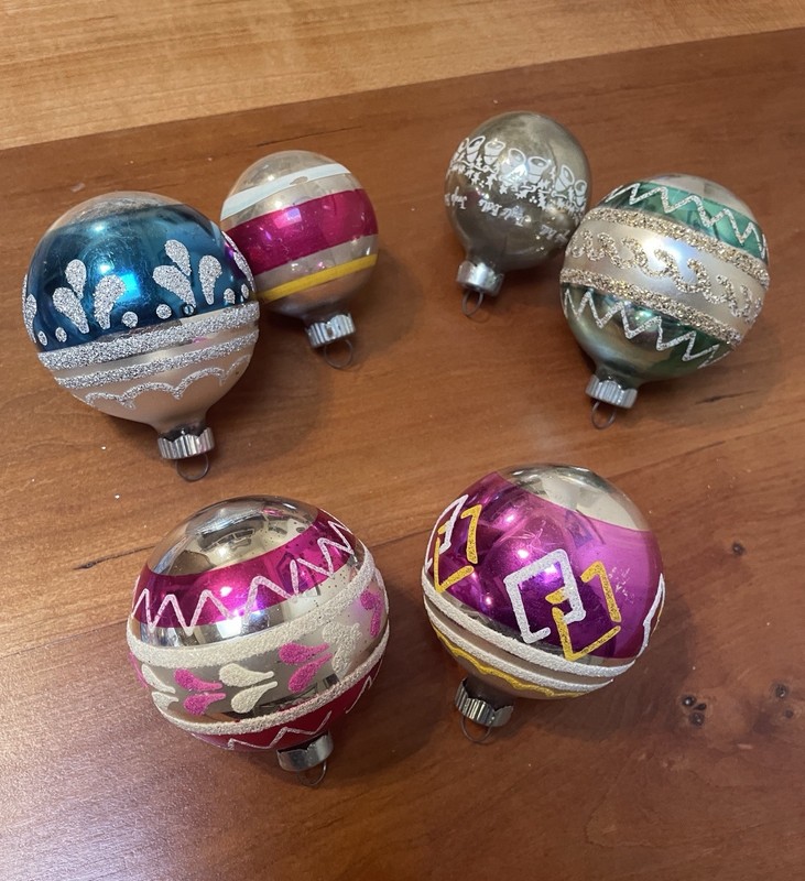 Vintage Christmas ornaments Shiny Brite Made In USA (6) Multi Color