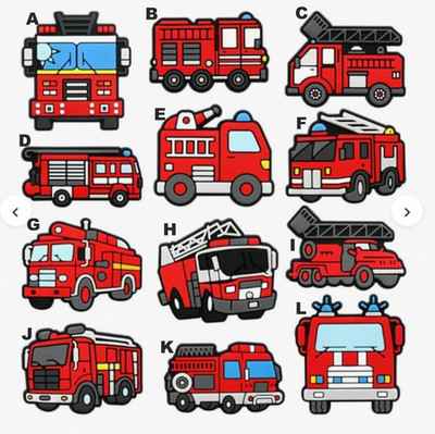 Fire Engine Fire Tender Brand Jibbitz 12 different styles Croc Shoe Charms