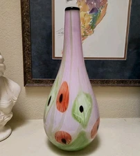 Large Murano Glass Vase Hand-blown Art Millefiori Calla Lilli Heavy Thick 
