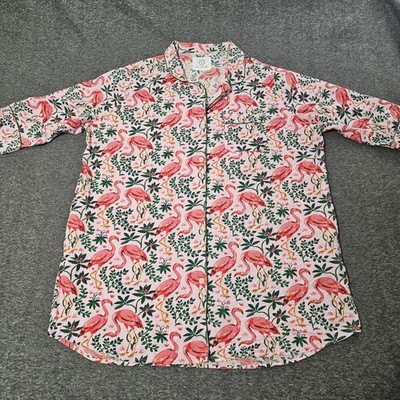 Print Fresh Printfresh Loungewear Flock of Flamingos Shirt Button Up Size 4X