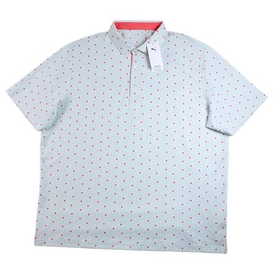 Puma Golf Polo Shirt Mens XXL Peaceful Blue Dot Short Sleeve Pullover $70 NEW