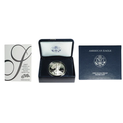2007-W $1 1-oz Proof American Silver Eagle Box, OGP, &COA