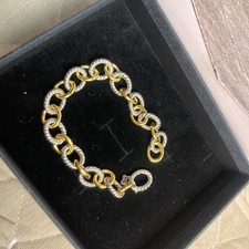 Sterling with 18K Gold Large Oval Link Bracelet 7.5"