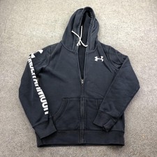 Under Armour Hoodie Boys 10-12 Blue Full Zip Fleece Sweatshirt Graphic Logo