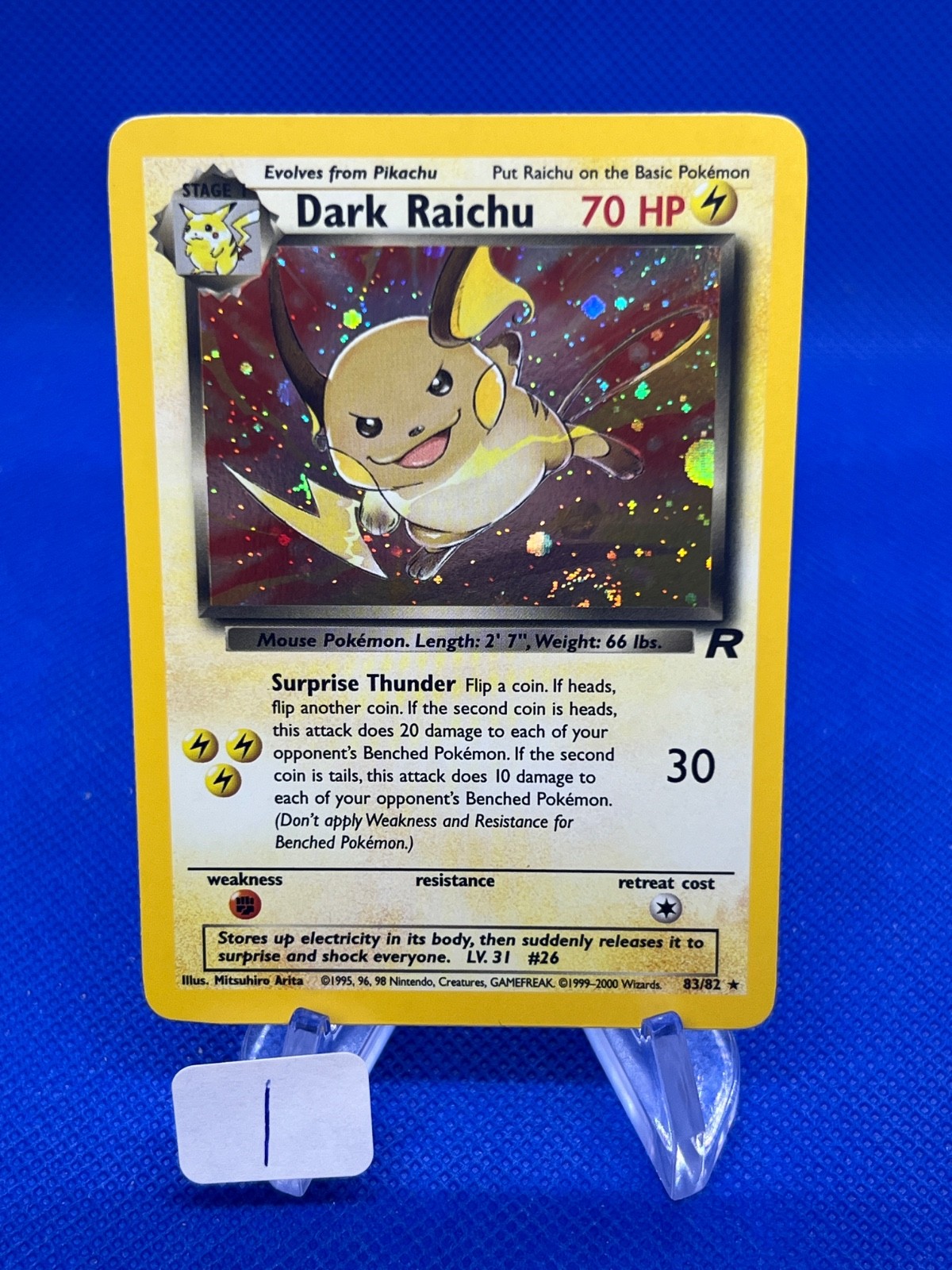 VTG 2000 Team Rocket Unlimited Dark Raichu 83/82 Secret Rare NM W/ Swirl -1