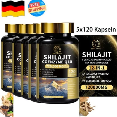 BBEEAAUU 5x All in One Kapseln mit Shilajit & Ashwagandha - Energie, Ausdauer, 600ct