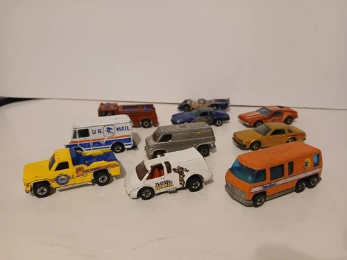 Vintage 1970s Hot Wheels Lot of 10 Motor home Tow Fire Mail Truck Iron Man Van