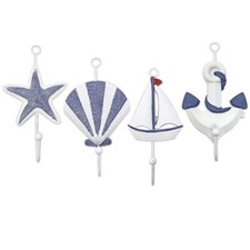 Beach Hooks - Nautical Themed Wall Hooks - Starfish, Shell, Anchor, Ship - 2070