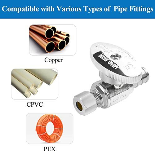Straight Stop Valve 3/8" O.D Compression x 1/2" PEX Water Shut Off Valve with... - Picture 5 of 7