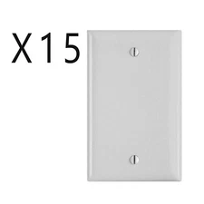 15 Pack Lot - Single Gang 1-Gang Blank Wall Face Plate Outlet Switch Cover White