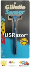 Gillette Sensor Razor Sport Metal Shaver Handle 93 USA fit Excel 3 Blade unboxed