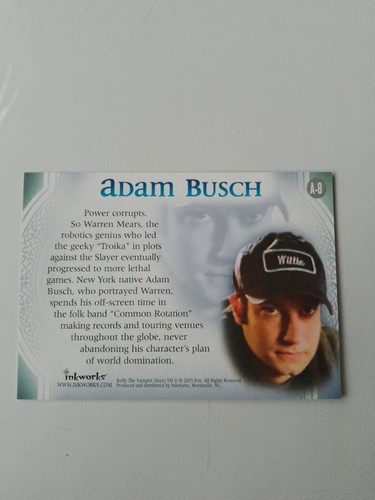 Adam Busch Warren Inkworks Buffy Men of Sunnydale 2005 Authentic Autograph A8 - Picture 2 of 6