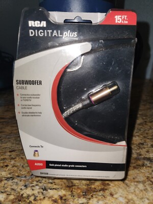RCA Digital Coaxial Audio RCA Subwoofer CL2 Cable DH15SB 15 ft