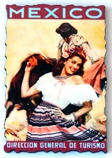 Mexico Travel Poster FRIDGE MAGNET (2.37 x 3.5 inches, wood) style B