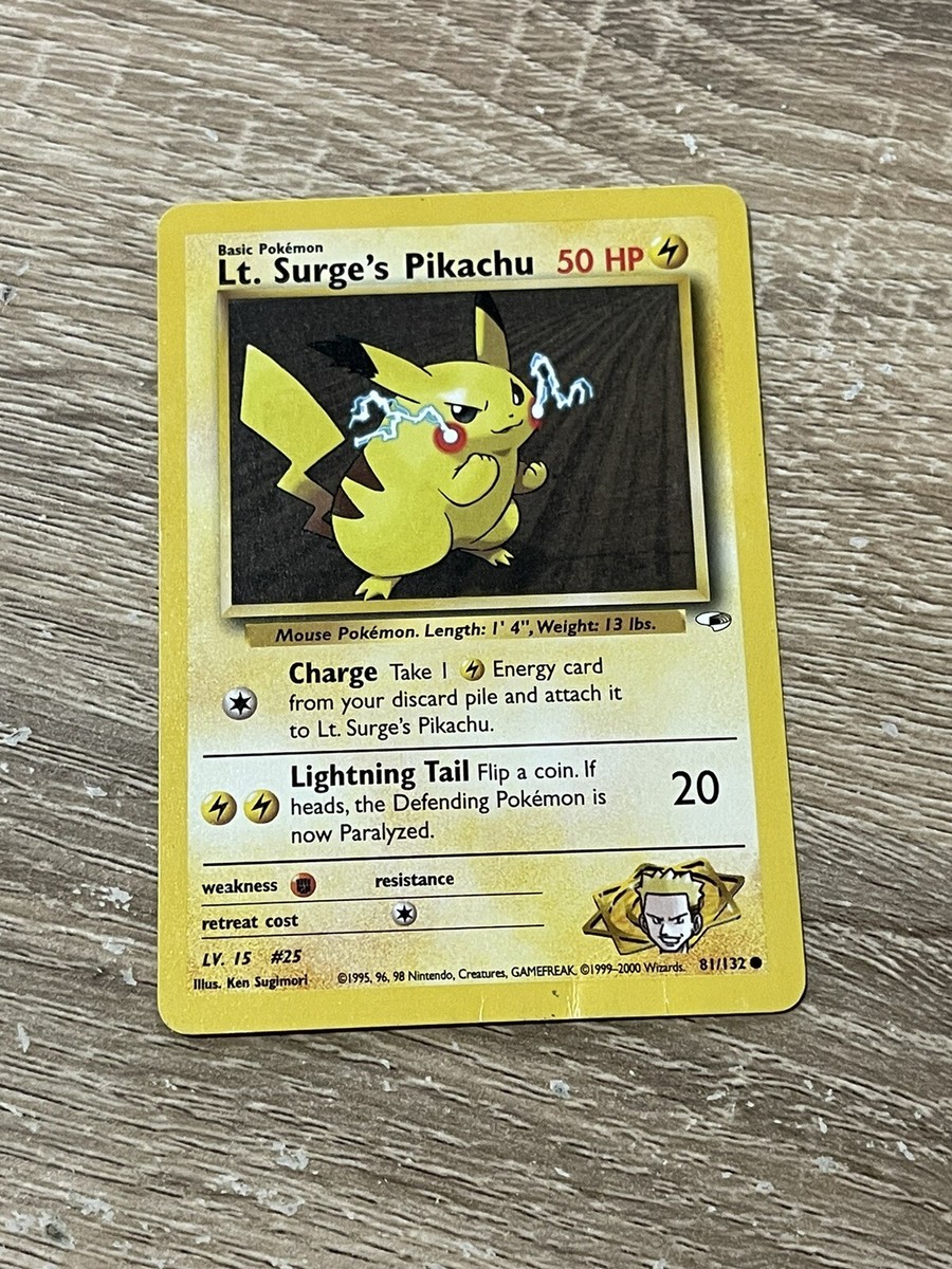 lt surge's pikachu pokemon card Lt. Surge's Pikachu 81/132 - Gym Heroes