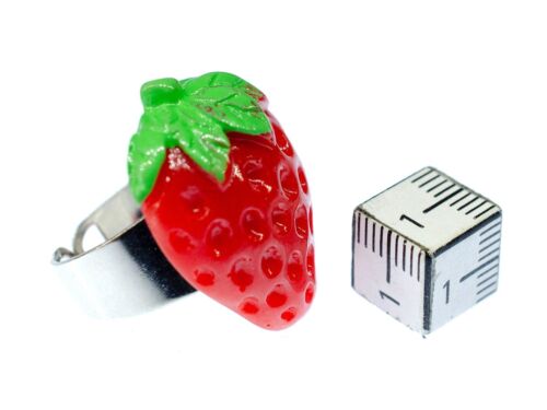 Strawberry Ring Miniblings Strawberry Red Half Flat Large 28Mm - Picture 4 of 5