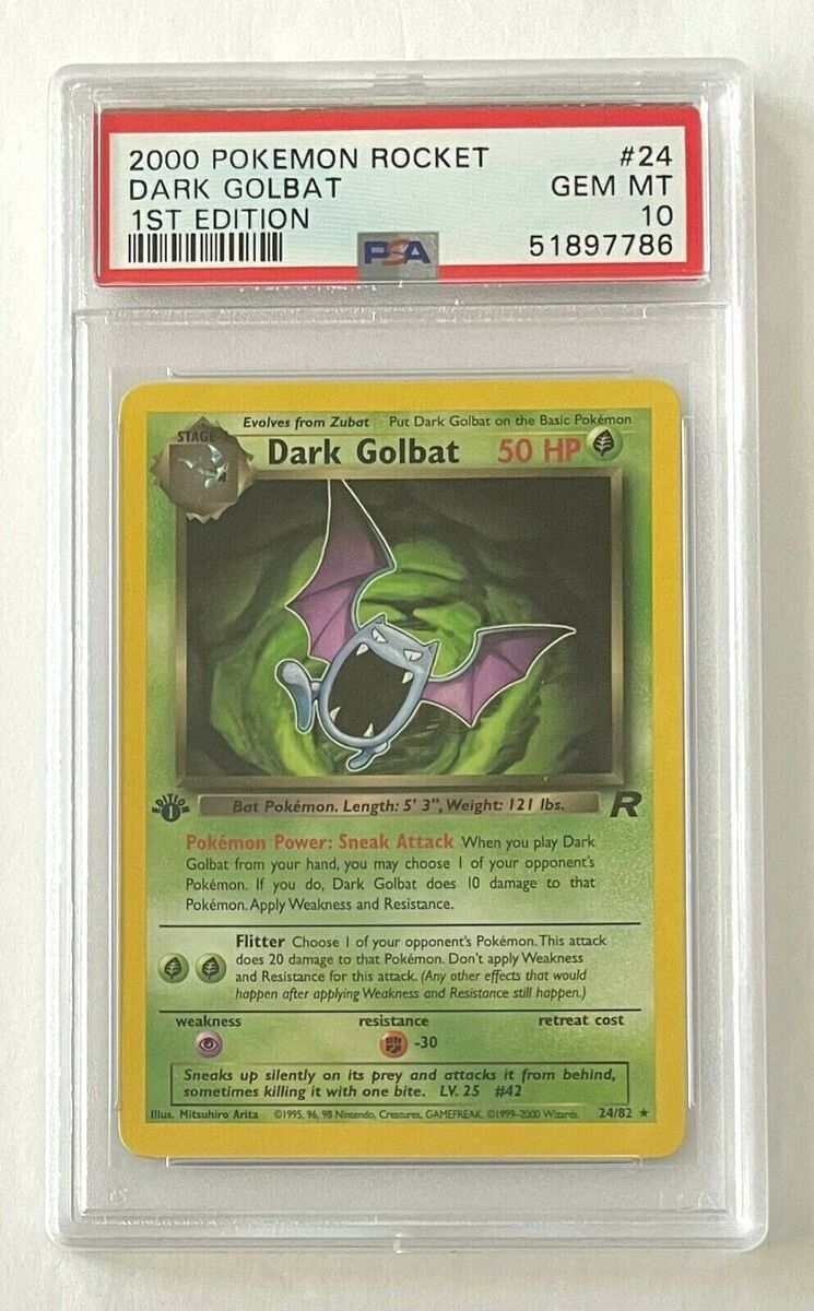 PSA 10 Pokemon 2000 1st Edition Dark Golbat Team Rocket #24 PSA 10 Pokemon 2000 1st Edition Dark Golbat Team Rocket #24