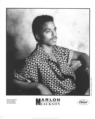 Pop R&B Soul Jackson 5 MARLON JACKSON B&W 8x10 Publicity PHOTO 1987
