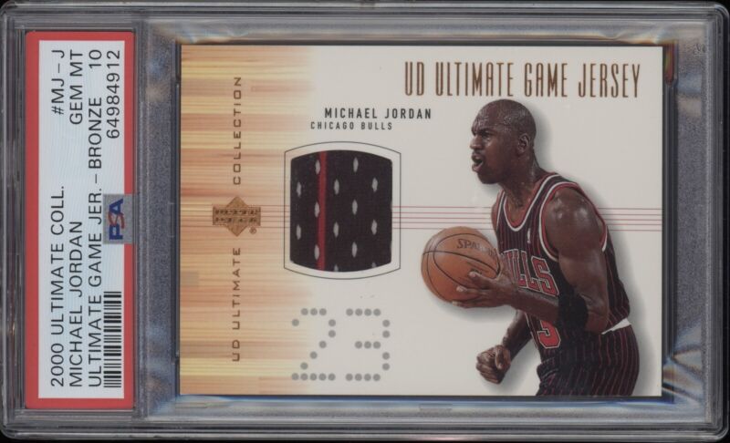 MICHAEL JORDAN LEBRON JAMES GAME USED JERSEY CARD #d21/50 2005 SP GOLD +2  GRADED