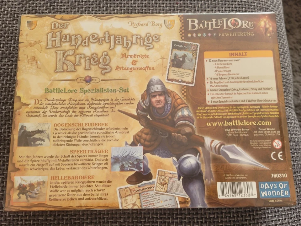Battlelore 1. Edition Erweiterung: "Der hundertjährige Krieg" OVP IN FOLIE - Bild 2 von 2