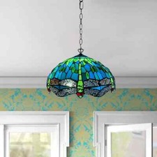 Grüne Tiffany Libelle Pendelleuchte 16 Zoll Antik Stil Hängelampe UK