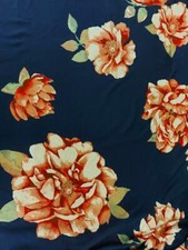 DTY Double Brushed Flower Print on Navy Ground Knit,58/60" Wide Fabric- 1 Yards
