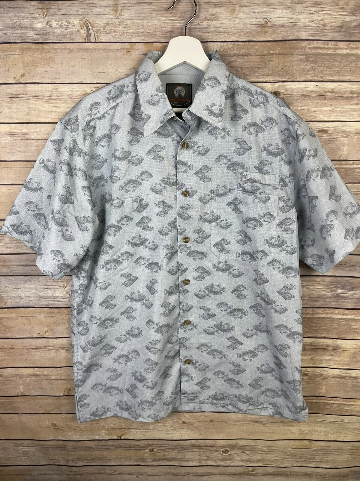 Weatherproof Mens Medium Fishing Shirt Button Up Vented Back Short Sleeve Collar