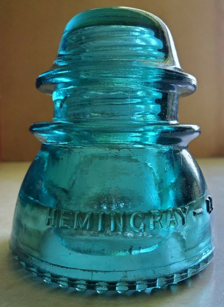 Vintage Hemingray - 42 Clear Turquoise Glass Telegraph Insulator
