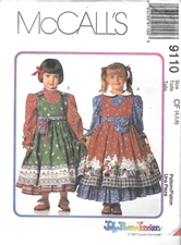 Uncut McCall's Sewing Pattern 9110 Children's Dress Pinafore Belt Bag Size 4-5-6
