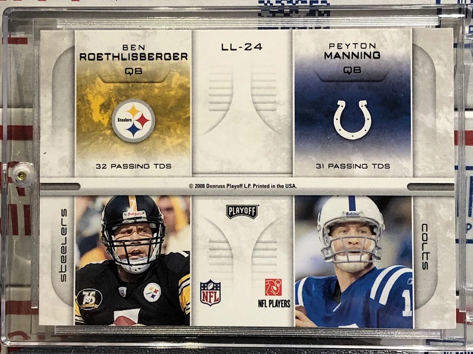 2008 PLAYOFF PRESTIGE LEAGUE LEADERS #LL-24 BRADY, MANNING, ROETHLISBERGER, ROMO - Image 2 of 2