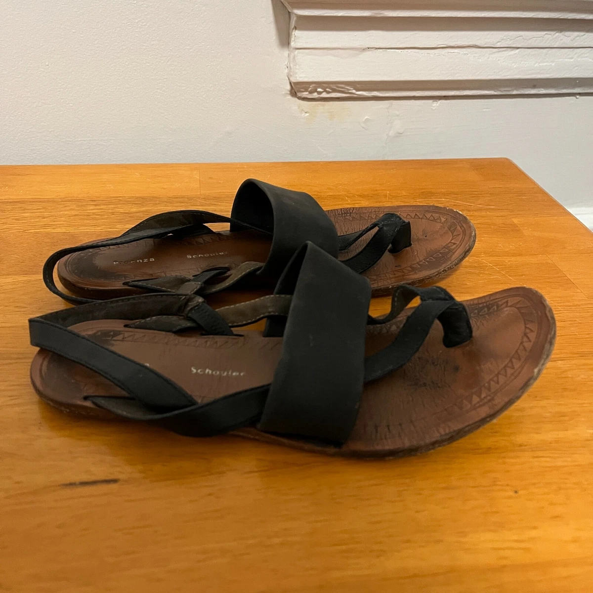 Proenza Schouler Thong Sandals with Black Rubber Strap and Leather