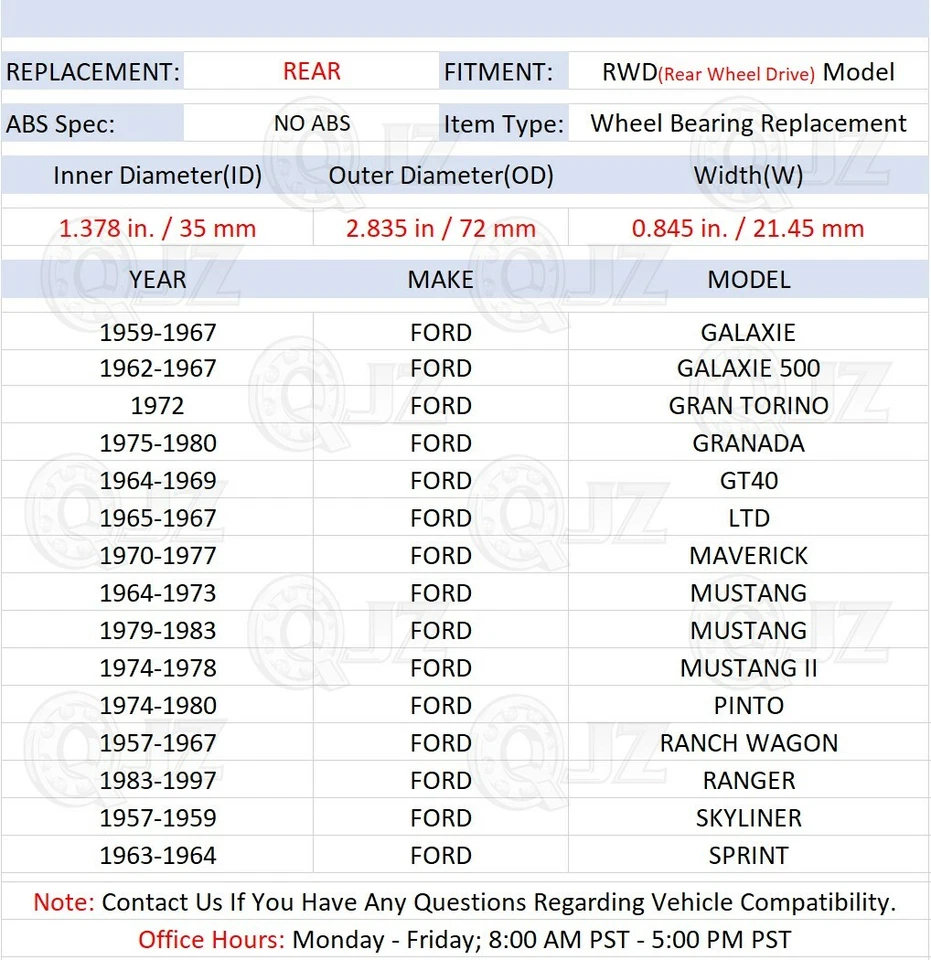 [2-Pack] RW207CCRA REAR Hub Bearing w/Lock Collar For 1957-1967 Ford Ranch Wagon — 第 2/4 张图片