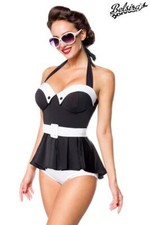 Vintage Badekleid Badeanzug im Rockabilly Stil schwarz weiß Bademode Größe S