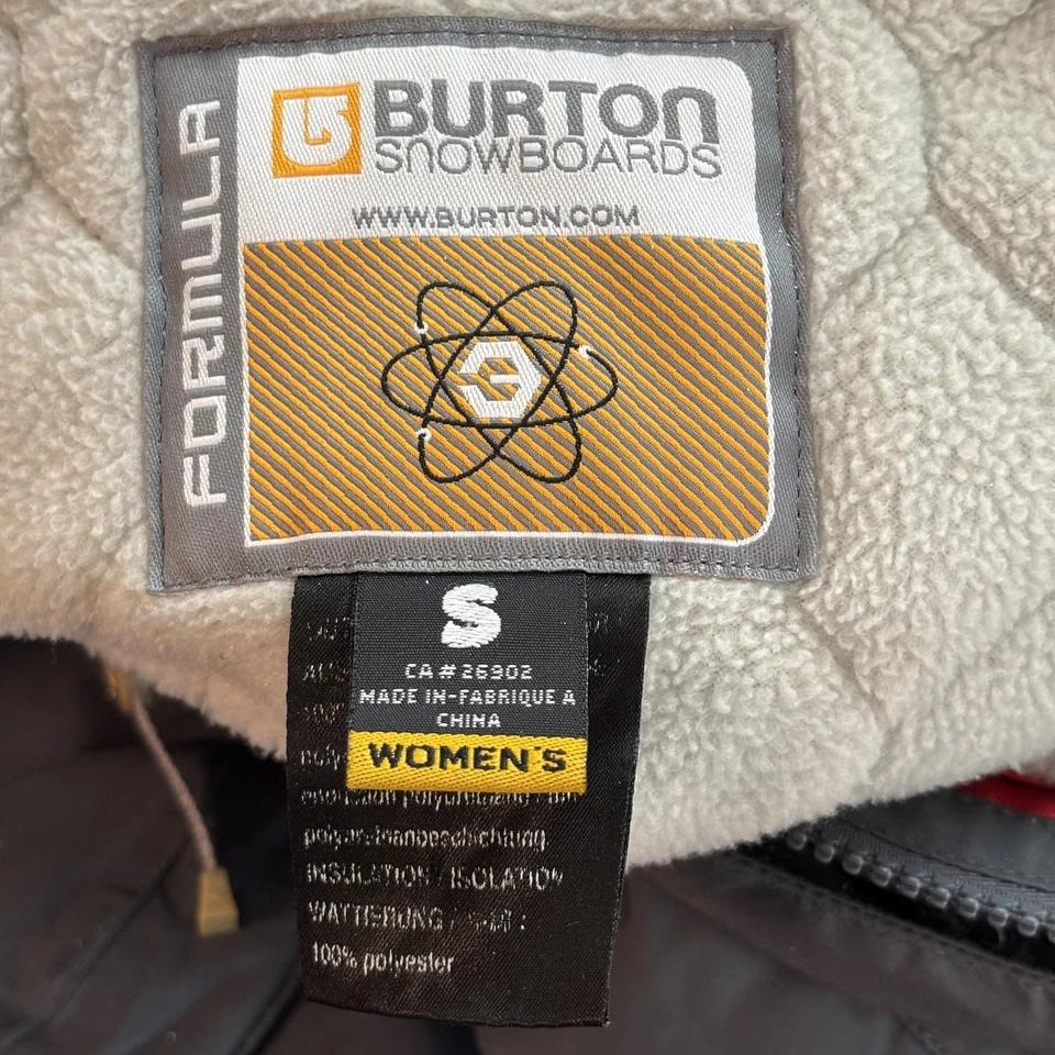 Chaqueta Burton Snowboards Mujer Pequeña Gris Amarillo Fórmula Abrigo Con Capucha Aislante Foto 2 de 4
