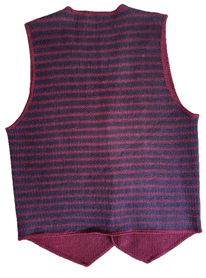 Vtg Structure Sweater Vest Mens Large Green Striped Cardigan 90s Grampa Core - Image 2 of 4