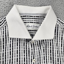 Robert Graham Shirt Men 41 16 Striped Black White Cotton Business Office Wedding