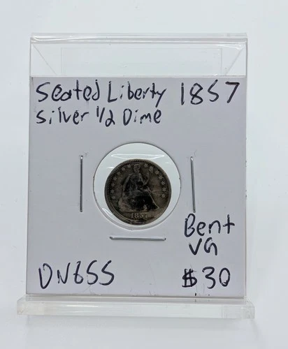 1857- Seated Liberty Silver Half Dime- Bent VG