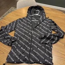 Men’s Balenciaga Windbreaker Jacket Small- Full Zip Paris France 100% Cotton