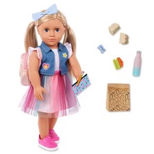 Our Generation Evie 18" School Doll in Rainbow Skirt with Backpack 