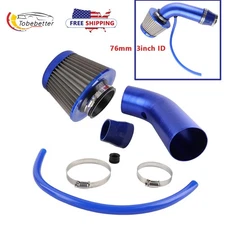 HIGH Flow Cold Air Intake Filter 3" Induction inlet Pipe Aluminum Hose System us