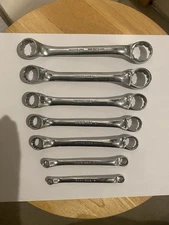SNAP-ON SHORT XS 12 PT SAE FLANK DRIVE 60* OFFSET DOUBLE BOX WRENCH 7 PC LOT