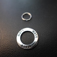 Matt Personalized Charm Silver Tone Circle Ring Engraved Name Gift