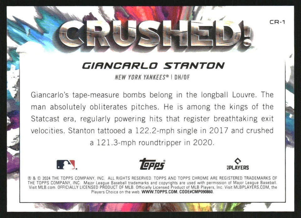 2024 Topps Chrome Update Crushed #CR1 Giancarlo Stanton - Image 2 of 2