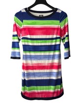 Vince Camuto Sheath Dress Size 8 Above Knee Multicolor Striped Watercolor 